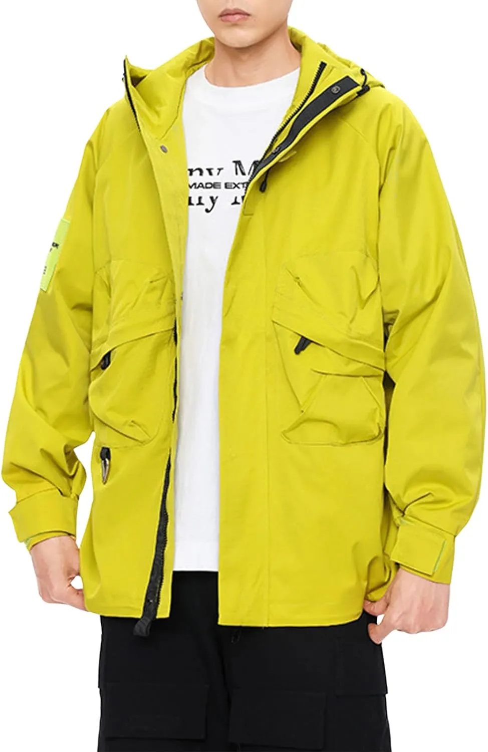 Mens Raincoat Water-Resistant Windbreakers Mountain Sports Jacket Men Winter Outdoor Travel Hooded Jacket Zip Up