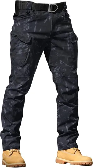 Mens Resort Wear 2025 Tactical Pants Water Resistant Cargo Camo Hiking Multi Pockets Relaxed Fit Quick Dry Work Pants