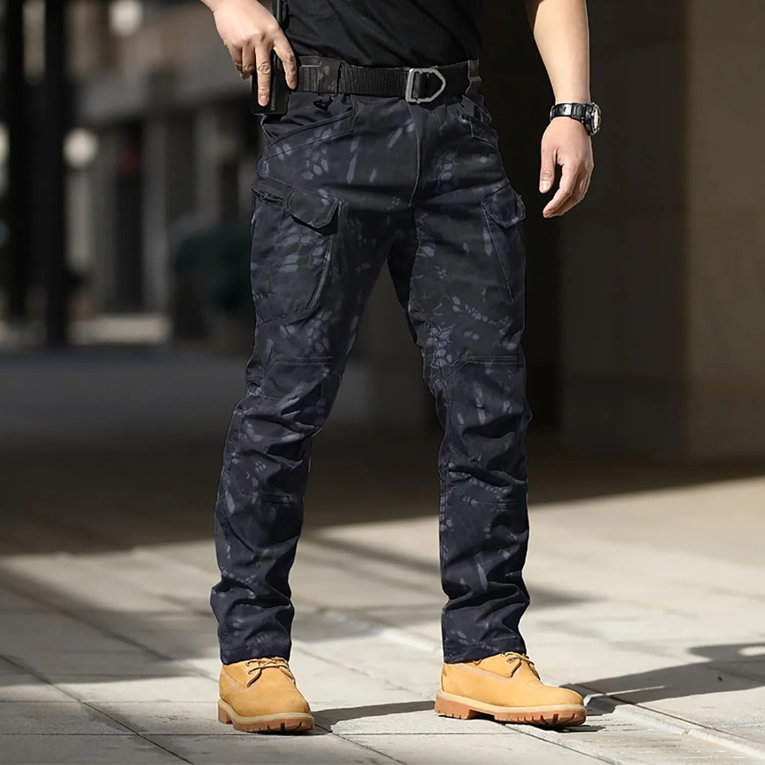 Mens Resort Wear 2025 Tactical Pants Water Resistant Cargo Camo Hiking Multi Pockets Relaxed Fit Quick Dry Work Pants