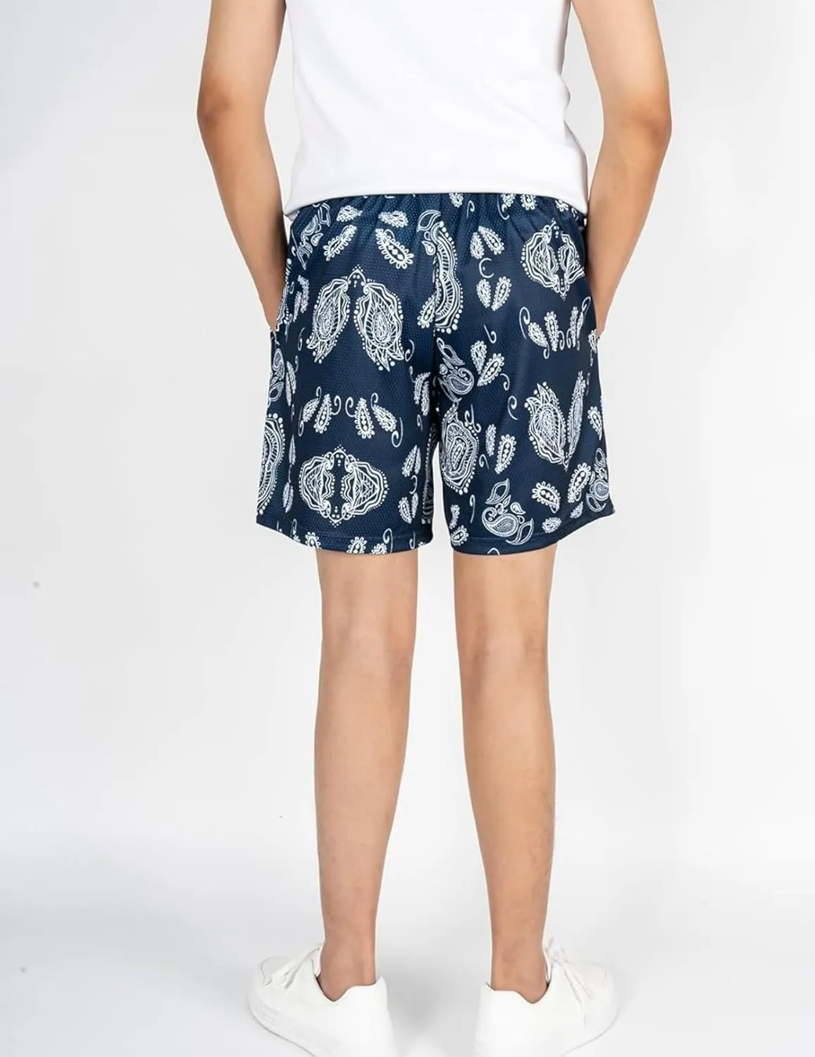 Mens Running Quick-Dry Gym Shorts with Paisley Design Lightweight Athletic Casual Shorts,Pockets for Outdoor