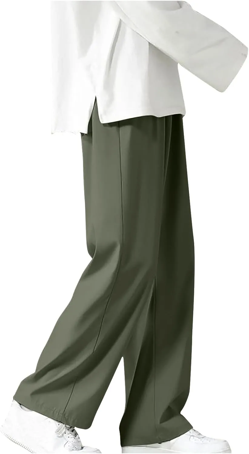 Men's Straight Leg Wide Leg Pants Casual Classic Long Pants Trousers Solid Trendy Lightweight Comfy Soft Slacks 2024