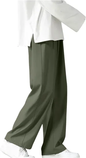 Men's Straight Leg Wide Leg Pants Casual Classic Long Pants Trousers Solid Trendy Lightweight Comfy Soft Slacks 2024