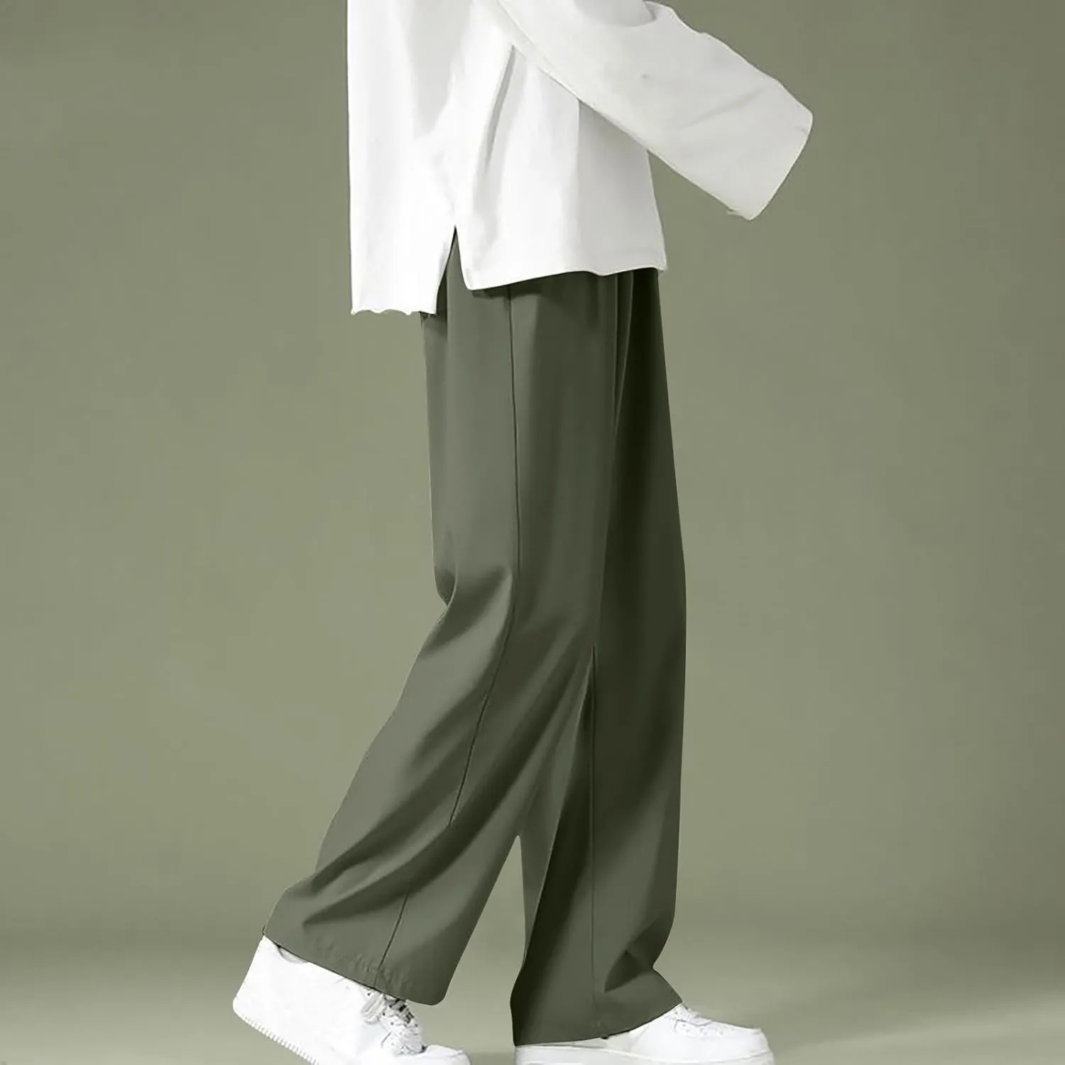 Men's Straight Leg Wide Leg Pants Casual Classic Long Pants Trousers Solid Trendy Lightweight Comfy Soft Slacks 2024