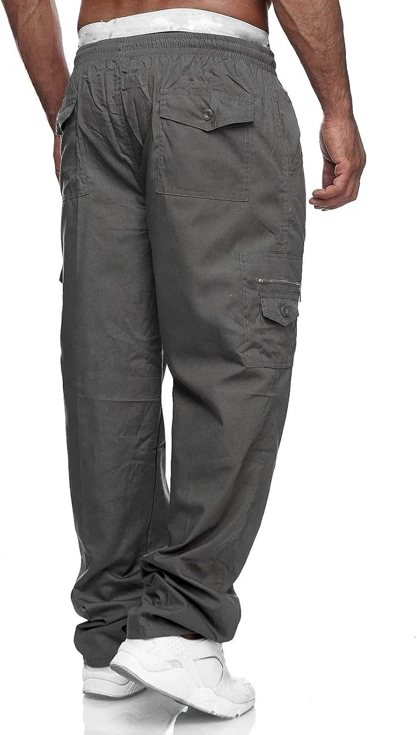 Men's Stretch Cargo Pants, Hiking Multi-Pocket Tactical Work Slim Fit Cargo Pants for Men Casual Jogging Pants