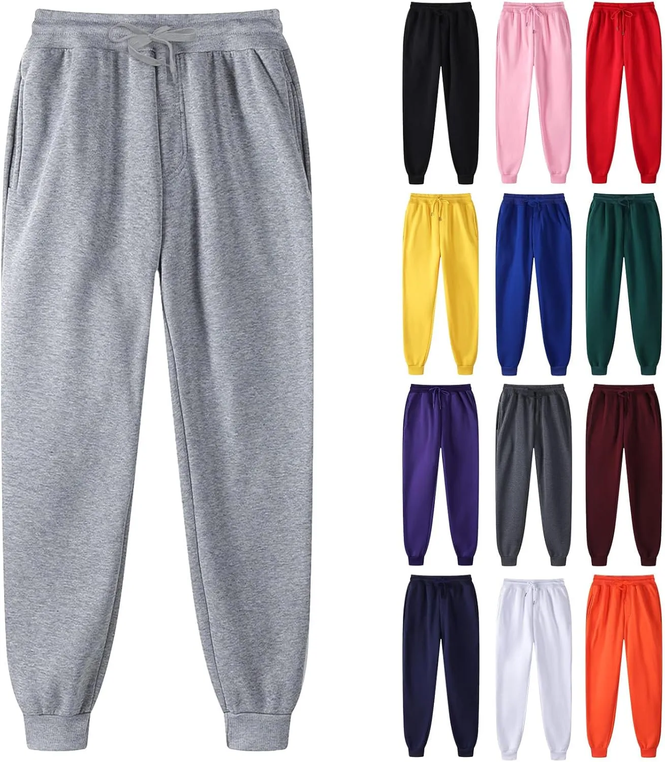 Mens Sweatpants Open Bottom Mens Sweatpants Multi Pockets Solid Color Pants Casual Joggers Leggings Running Work Pants