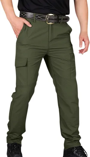 Mens Tactical Waterproof Pants Relaxed Fit Work Hiking Multi Pockets Flex Camo Cargo Trousers