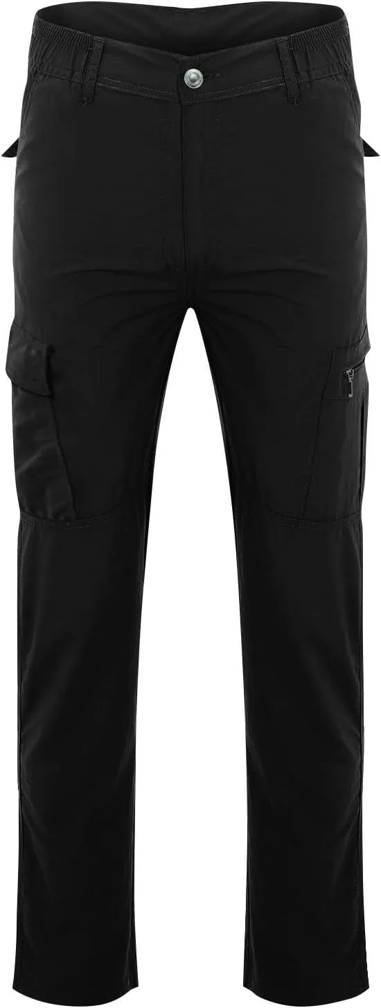 Mens Tactical Waterproof Pants Relaxed Fit Work Hiking Multi Pockets Flex Camo Cargo Trousers