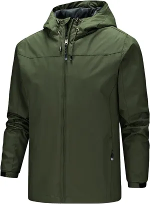 Mens Windbreaker Jacket Lightweight Water-Resistant Rain Jacket Casual Windbreakers Hooded Coat Outdoor Sportswear