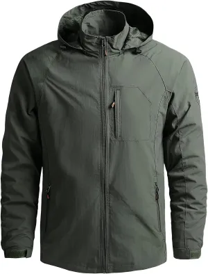Mens Windbreaker Jacket Lightweight Water-Resistant Rain Jacket Casual Windbreakers Hooded Coat Outdoor Sportswear