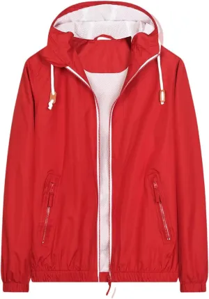 Men's Windbreaker Rain Jacket Lightweight Water-Resistant Hooded Rain Shell Outdoors Raincoat Windbreakers for Men