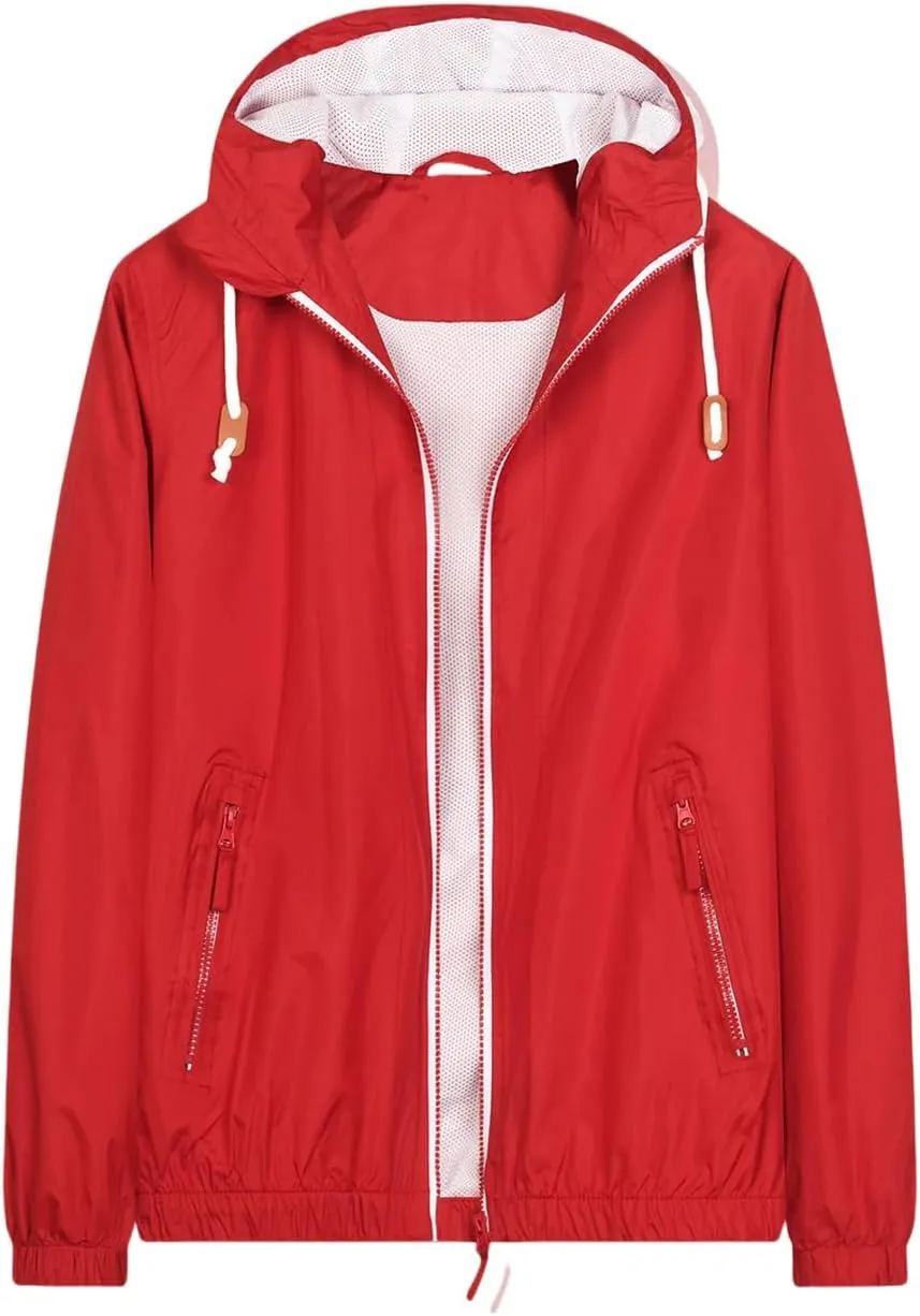 Men's Windbreaker Rain Jacket Lightweight Water-Resistant Hooded Rain Shell Outdoors Raincoat Windbreakers for Men