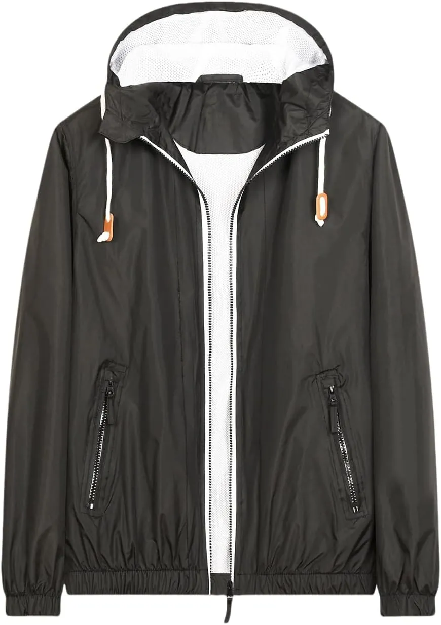 Men's Windbreaker Rain Jacket Lightweight Water-Resistant Hooded Rain Shell Outdoors Raincoat Windbreakers for Men