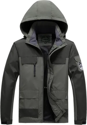 Men's Windbreakers Rain Jacket with Hood Lightweight Mountain Sport Jackets Waterproof Hiking Outdoor Coat Fall Clothes