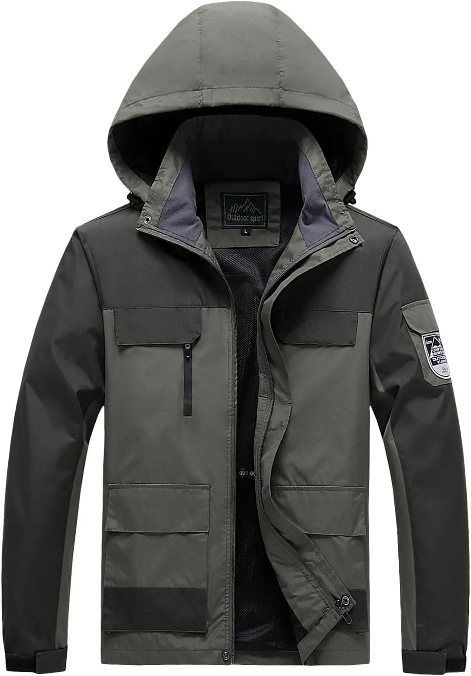 Men's Windbreakers Rain Jacket with Hood Lightweight Mountain Sport Jackets Waterproof Hiking Outdoor Coat Fall Clothes
