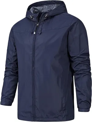 Mens Windproof Rain Jackets Waterproof Sweatshirts Lapel Windbreakers Long Sleeves Casual Windcheaters Outdoor Tops