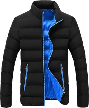 Mens Winter Jacket with Hood Quilted Puffer Down Jacket Full Zip Warm Thick Coats Cold Weather Work Outerwear