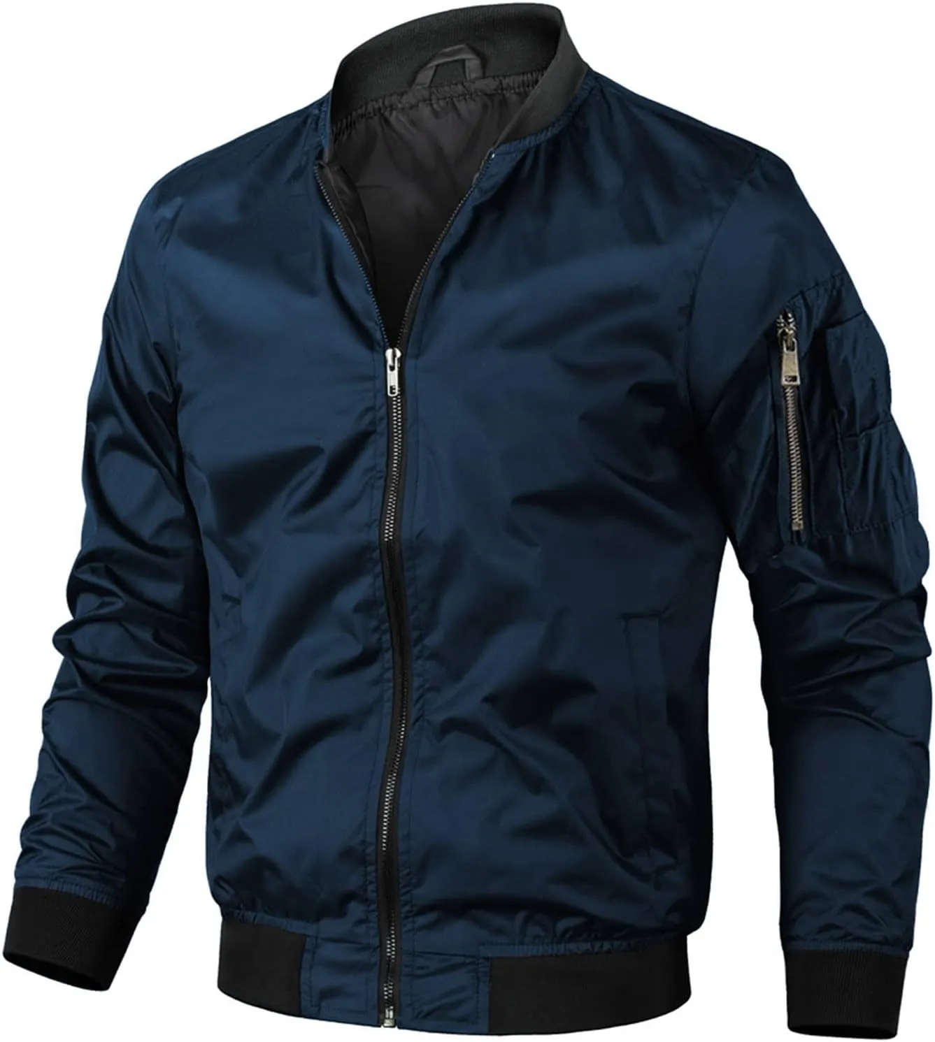 Men's Winter Quilted Bomber Jackets for Men Windproof Windbreakers Stand Collar Fall Jackets Casual Sports Coats