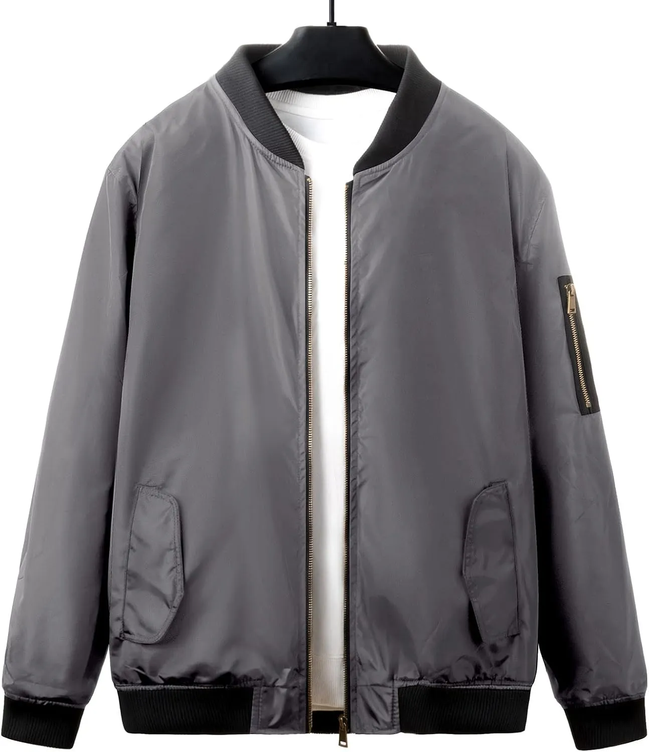 Men's Winter Quilted Bomber Jackets for Men Windproof Windbreakers Stand Collar Fall Jackets Casual Sports Coats