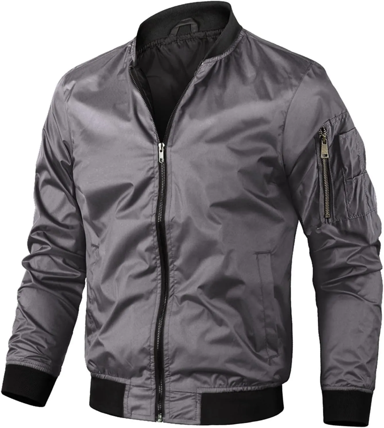 Men's Winter Quilted Bomber Jackets for Men Windproof Windbreakers Stand Collar Fall Jackets Casual Sports Coats