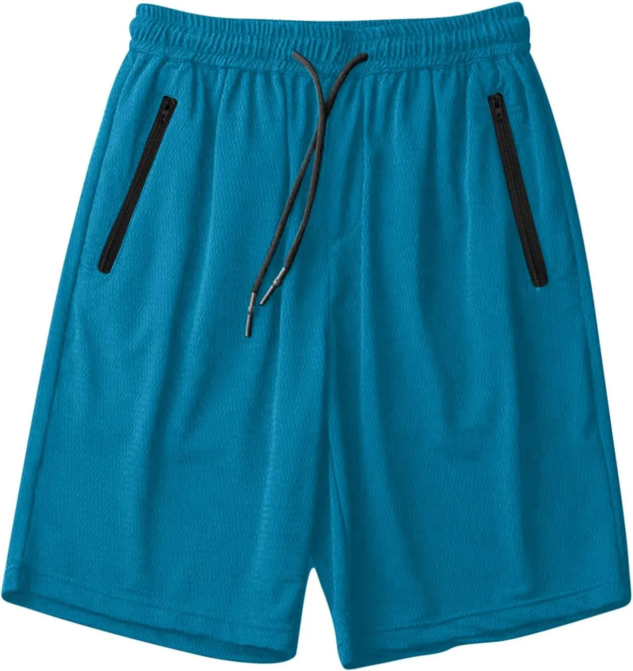 Mens Zip Pocket Shorts Mesh Fabric Quick Dry Drawstring Waistband Athletic Gym Running(Available in Plus Size)