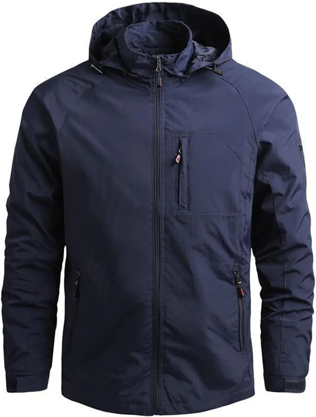 Mmoneyake Tactical Rain Jacket Men Hooded Windbreaker Lightweight Water-Resistant Windbreakers Hiking Raincoat Zip Up Coats