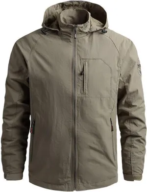 Mmoneyake Tactical Rain Jacket Men Hooded Windbreaker Lightweight Water-Resistant Windbreakers Hiking Raincoat Zip Up Coats