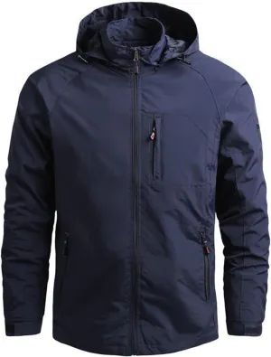 Mmoneyake Tactical Rain Jacket Men Hooded Windbreaker Lightweight Water-Resistant Windbreakers Hiking Raincoat Zip Up Coats