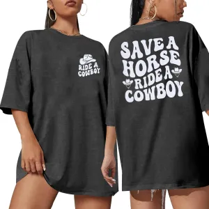 Oversized Country Music Shirt Women Western Cowboy T-Shirt Country Concert Shirt Vintage Cowgirl Rodeo Tee