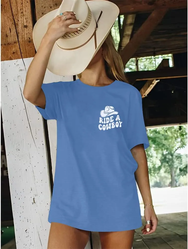 Oversized Country Music Shirt Women Western Cowboy T-Shirt Country Concert Shirt Vintage Cowgirl Rodeo Tee