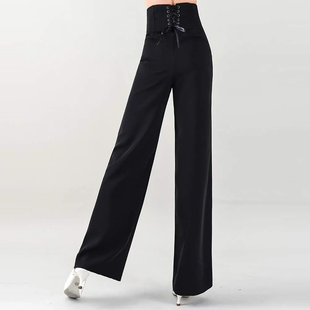 Palazzo Pants for Women Dressy Wide Leg Black Dance Pants for Women with High Waist Suit Ballroom Latin Salsa