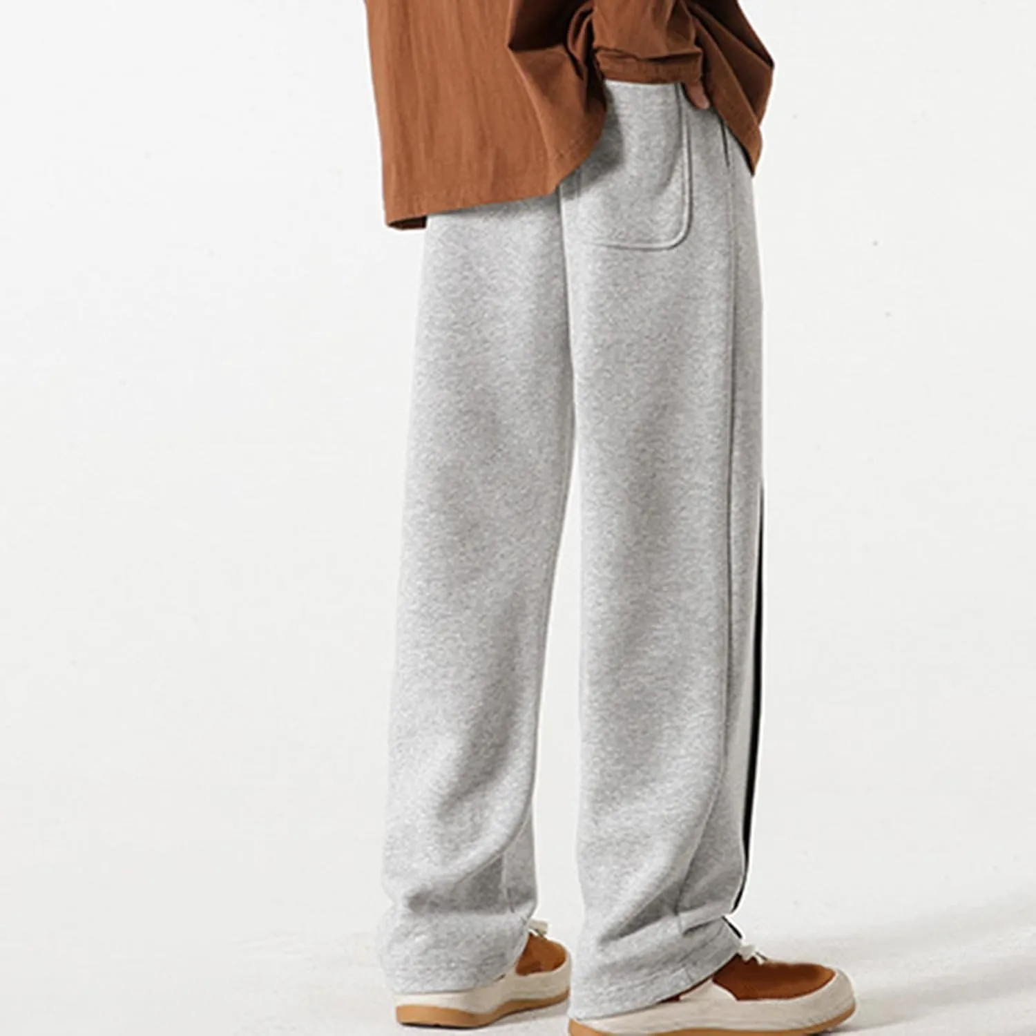 Plus Size Hip Hop Track Pants for Men Elastic Waist Drawstring Trouser with Pockets Casual Fashion Loose Sport Pant