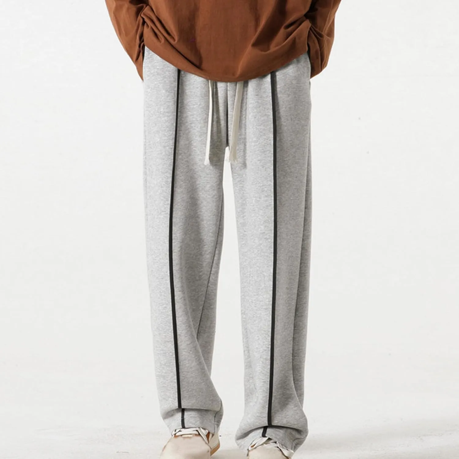 Plus Size Hip Hop Track Pants for Men Elastic Waist Drawstring Trouser with Pockets Casual Fashion Loose Sport Pant