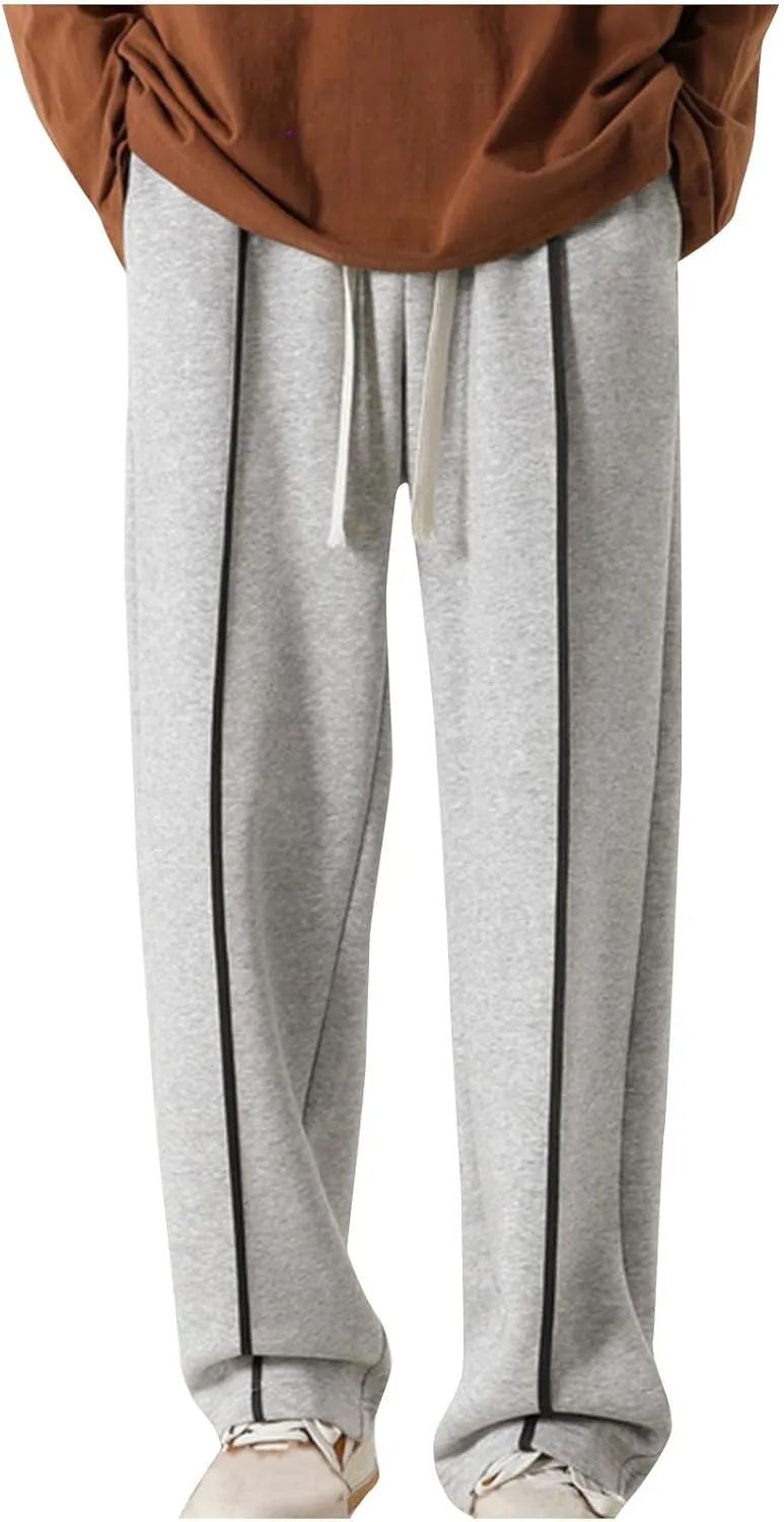 Plus Size Hip Hop Track Pants for Men Elastic Waist Drawstring Trouser with Pockets Casual Fashion Loose Sport Pant