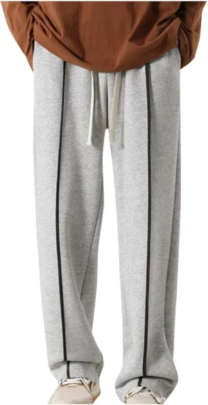 Plus Size Hip Hop Track Pants for Men Elastic Waist Drawstring Trouser with Pockets Casual Fashion Loose Sport Pant