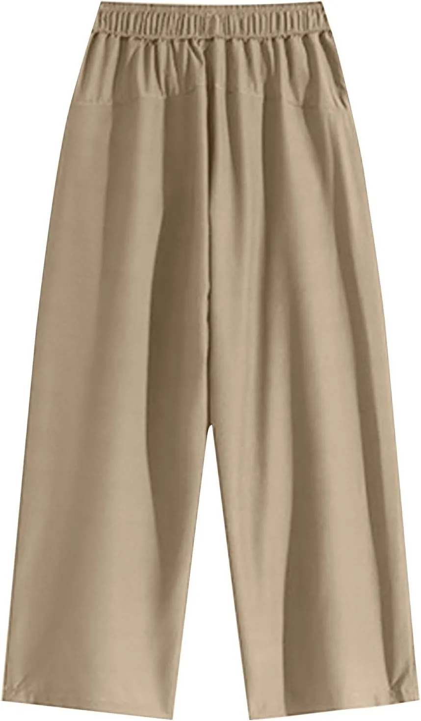 Plus Size Pants for Men Elastic Waist Drawstring Straight Leg Lounge Pant Casual Solid Loose Trousers with Pockets