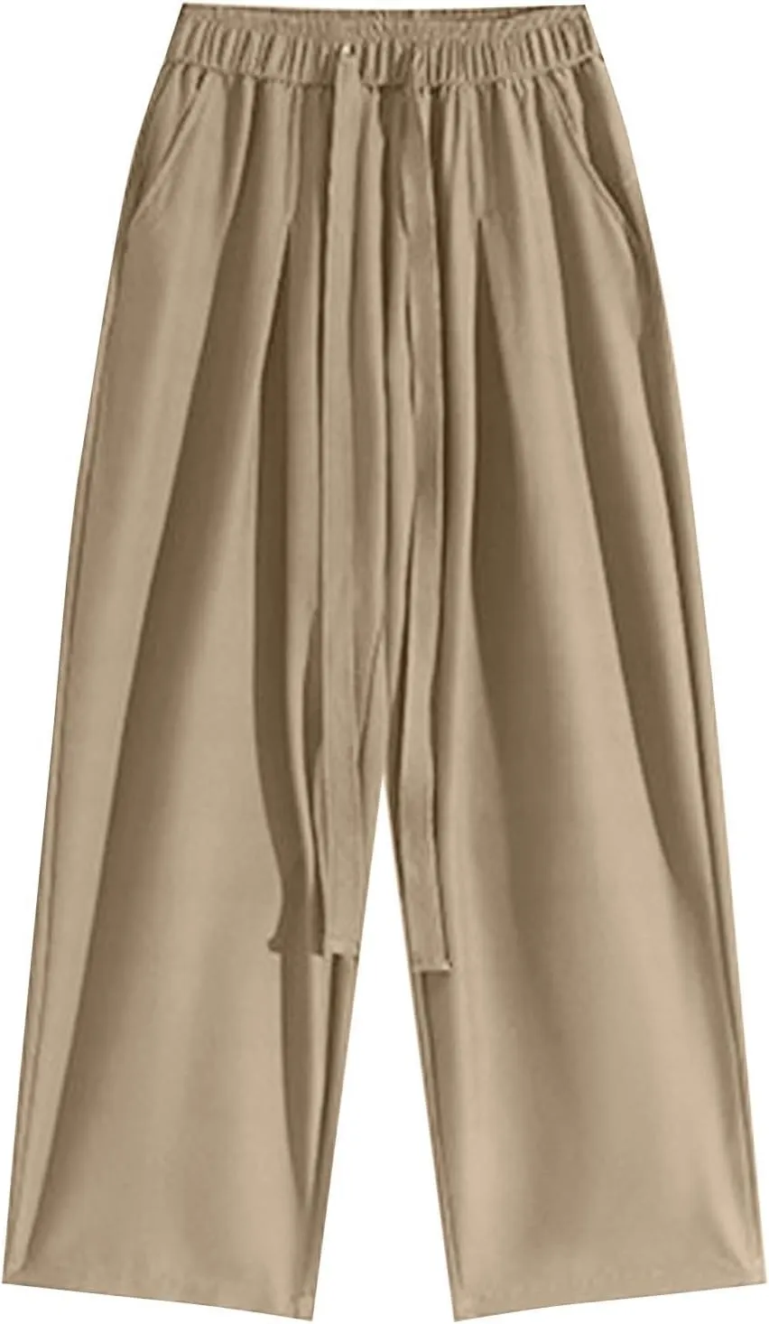 Plus Size Pants for Men Elastic Waist Drawstring Straight Leg Lounge Pant Casual Solid Loose Trousers with Pockets