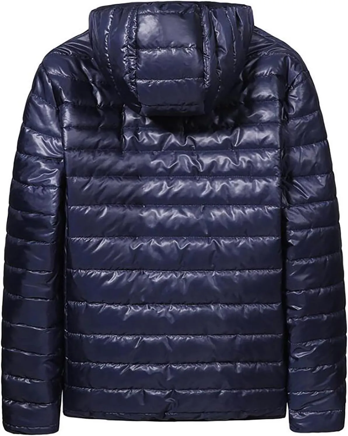 Puffer Jacket for Men Full-Zip Short Lightweight Down Jacket Winter Warm Travel Windproof Puffer Coat with Pockets
