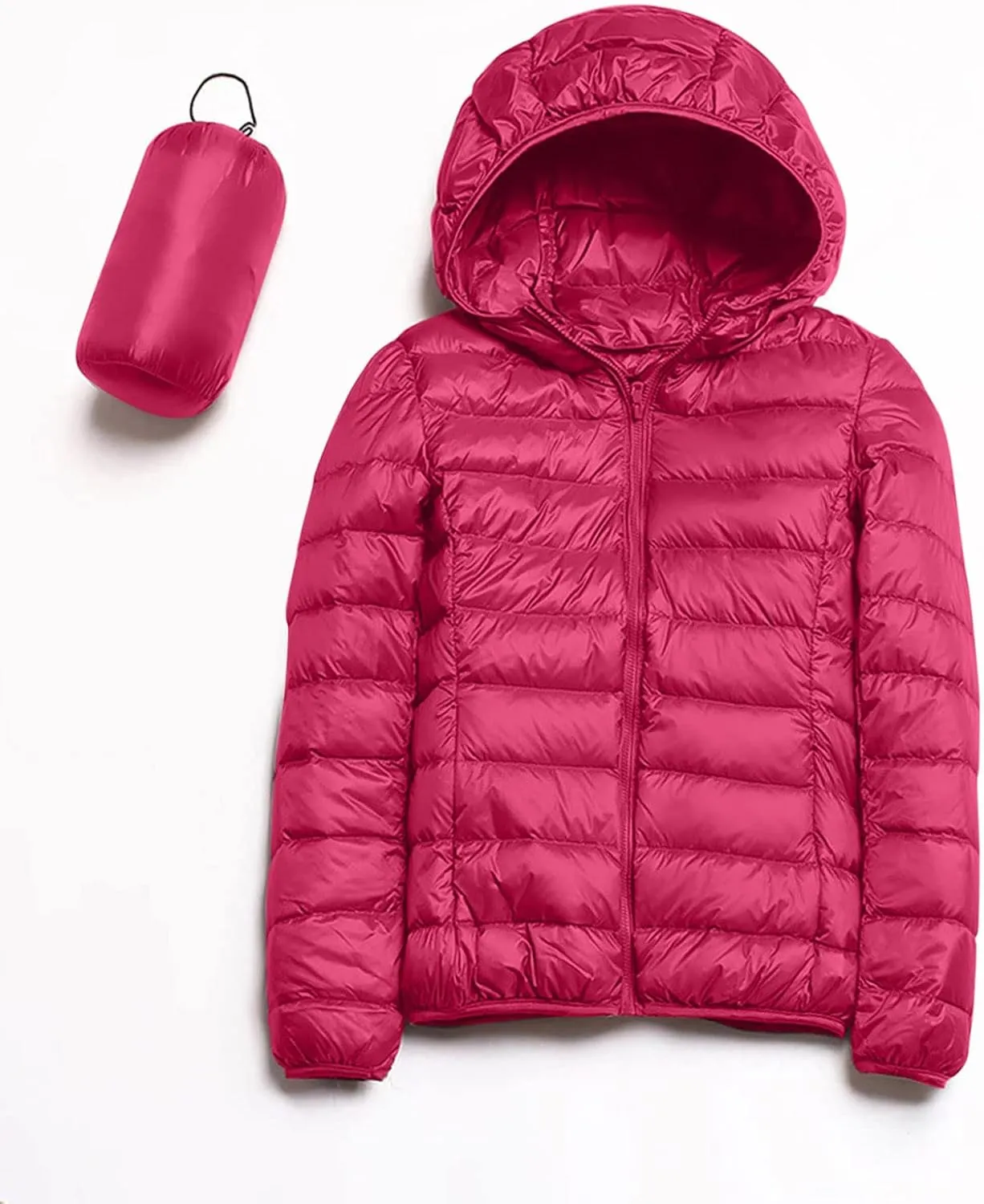 Puffer Jacket for Women Lightweight Hoodie Full Zip Down Jacket Quilted Windproof Outwear Puffer Coat with Pockets