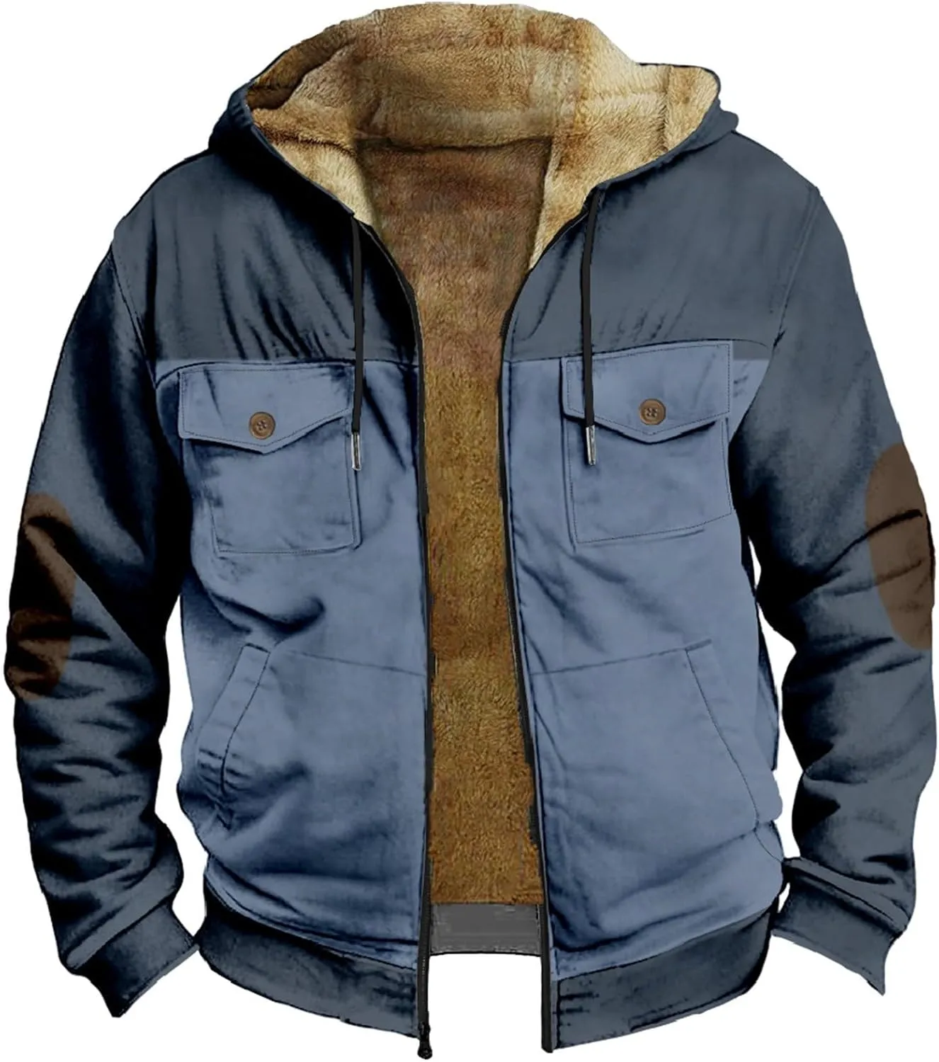Puffer Jackets for Men Warm Fleece Hooded Sweater Thicken Cotton Coat Mens Puffer Jackets Warm Puffer Jacket