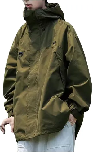 Rain Jacket Men Lightweight Waterproof Raincoat Outdoor Hiking Fishing Rain Gear Oversized Hiking Travel Windbreakers