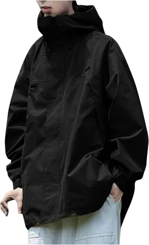 Rain Jacket Men Lightweight Waterproof Raincoat Outdoor Hiking Fishing Rain Gear Oversized Hiking Travel Windbreakers