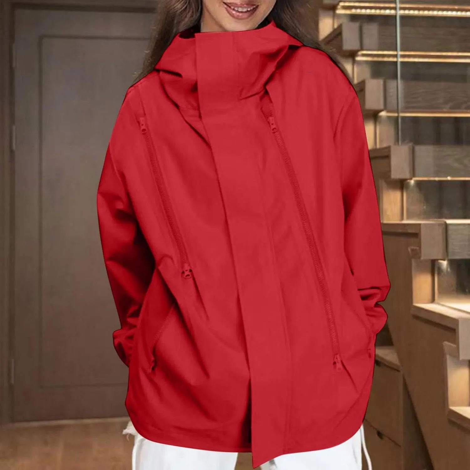 Rain Jacket Men Women Lightweight Packable Hooded Rain Coat Waterproof Windbreaker Active Outdoor Hiking Trench Coats