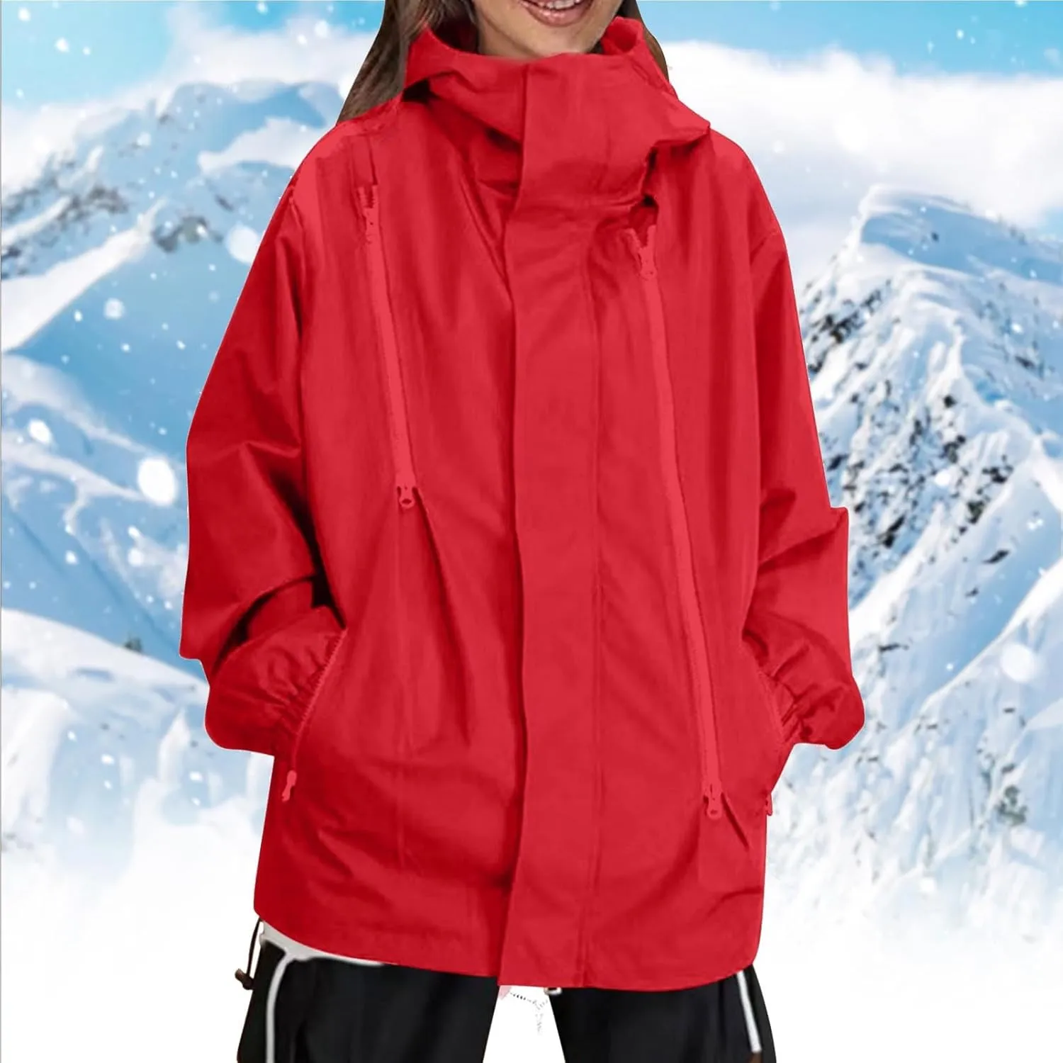 Rain Jacket Men Women Lightweight Packable Hooded Rain Coat Waterproof Windbreaker Active Outdoor Hiking Trench Coats