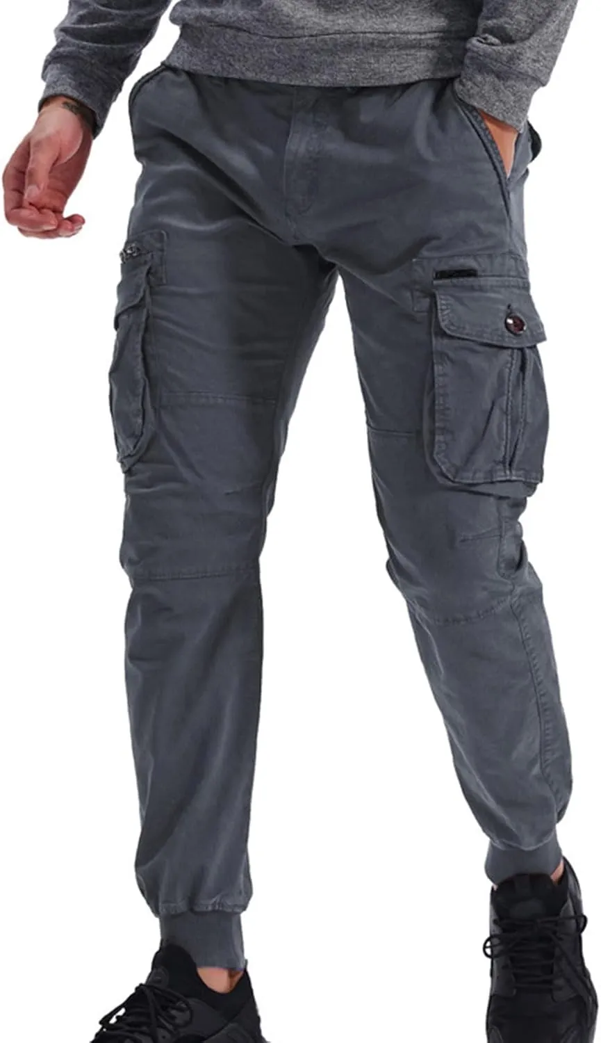 RTRDE Men's Cargo Work Pants Casual Jogger Pants Hiking Work with Multi Pockets Pants, 29-40