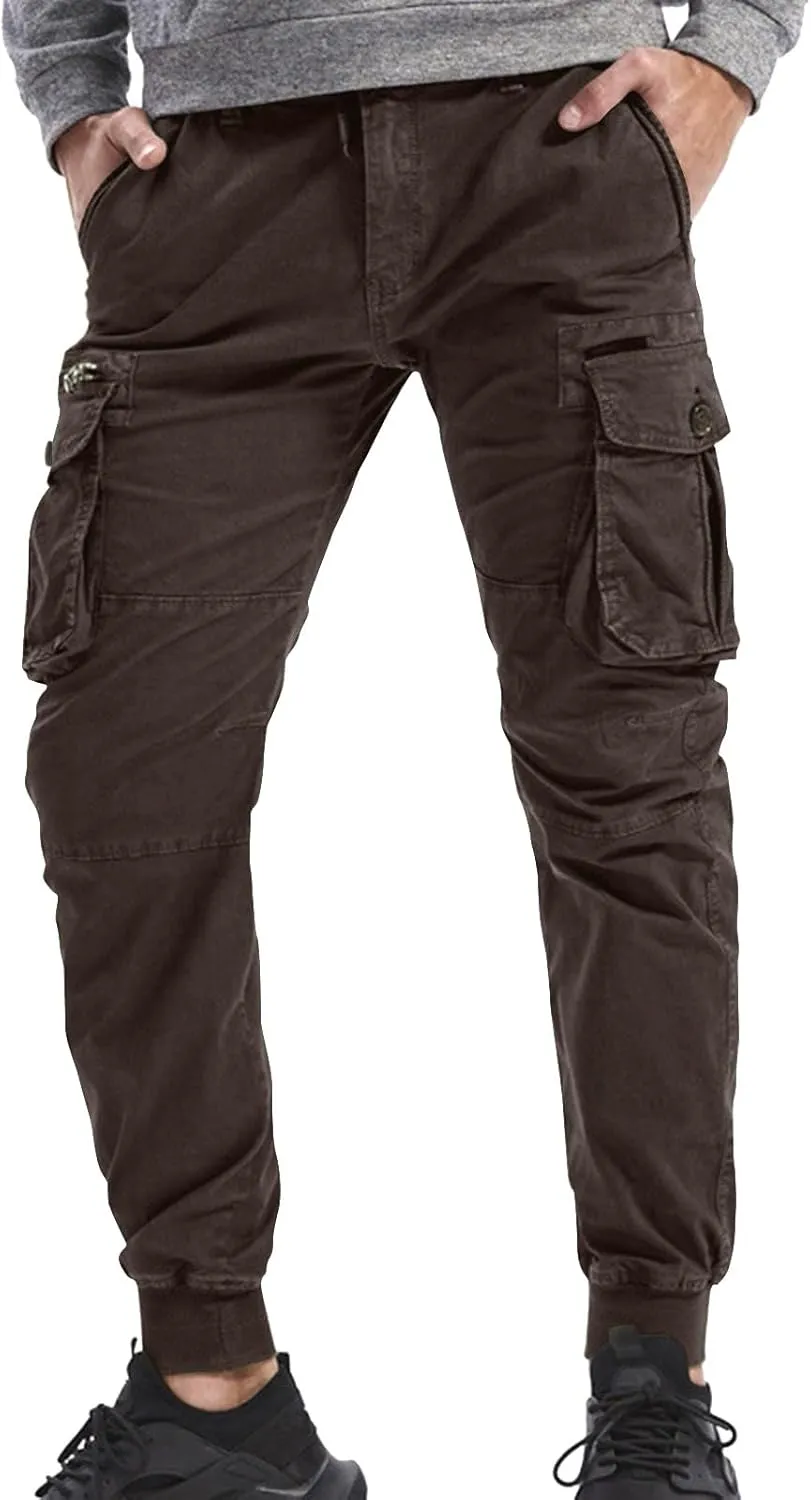 RTRDE Men's Cargo Work Pants Casual Jogger Pants Hiking Work with Multi Pockets Pants, 29-40