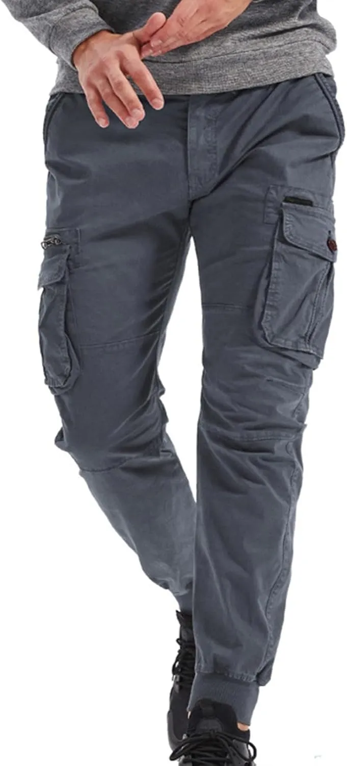 RTRDE Men's Cargo Work Pants Casual Jogger Pants Hiking Work with Multi Pockets Pants, 29-40