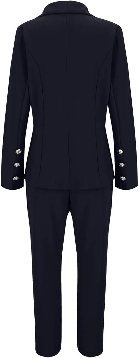 SACFOF Womens 2 Piece Blazer Set Long Sleeve Blazer and Pencil Pants Work Office Suit Set Business Casual Outfits