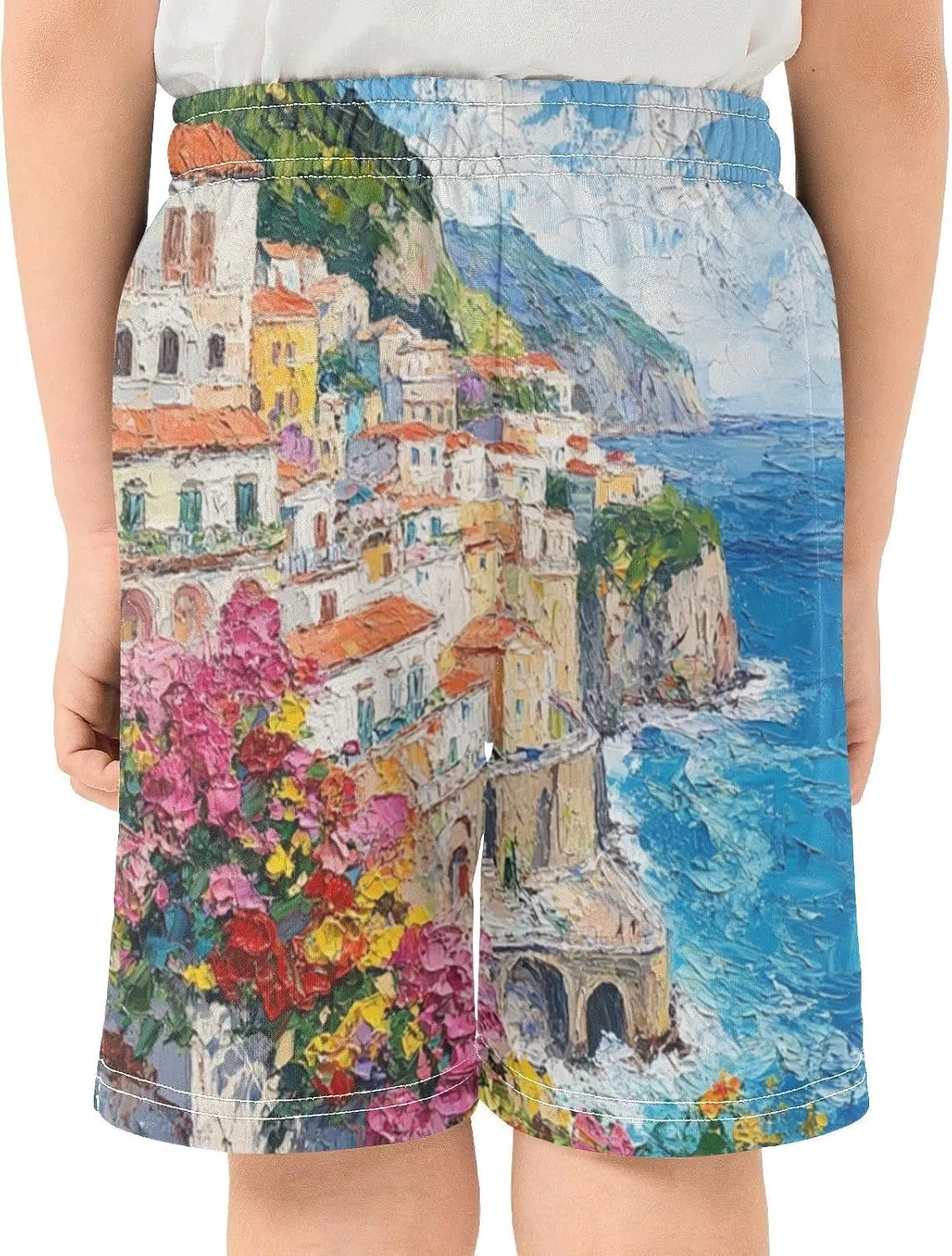 Sea Coast Flowers Boy's Lightweight Casual Shorts Athletic Summer Shorts with Pockets for Hiking Camping Outdoor