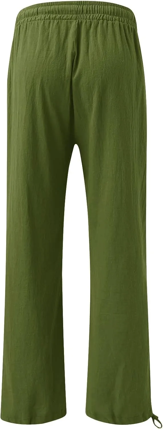 SHAOBGE Linen Pants Women Comfy Flowy Wide Leg Pants Trousers Summer High Waisted Beach Palazzo Pants with Pockets 2024