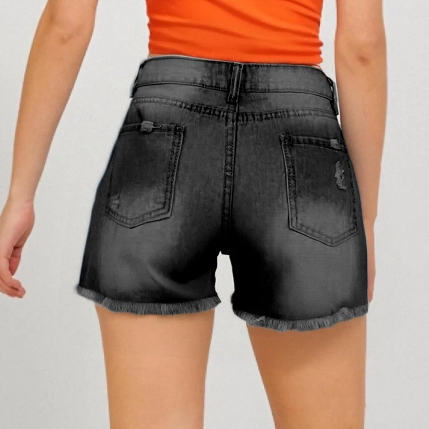 Shorts for Women Ripped Cut Off Stretchy Jean Shorts High Waisted Baggy Jorts Trendy Frayed Hem Distressed Jeans